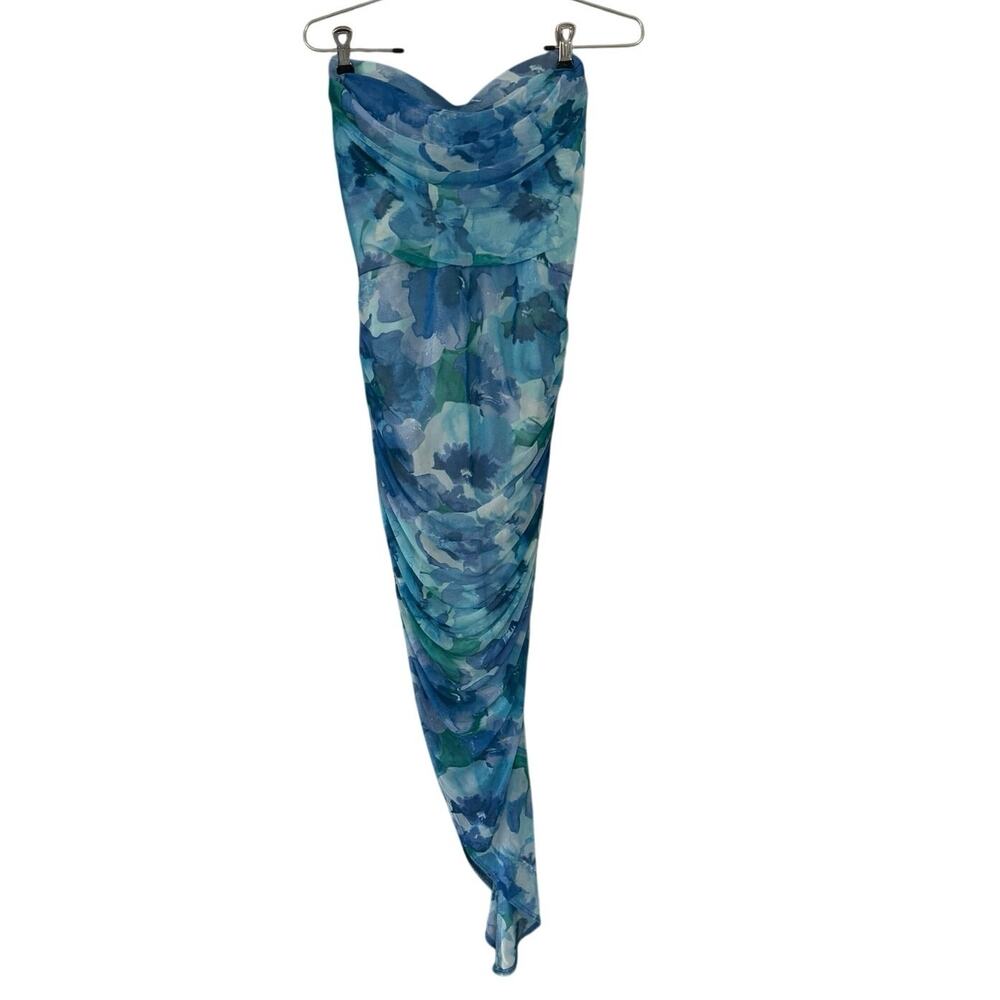 Iris dress blue mesh fabric